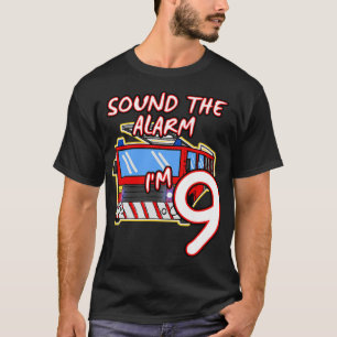 T-shirt Camion d'incendie pour enfants 9e anniversaire Son