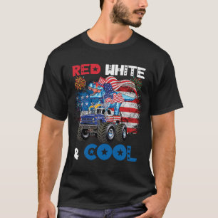 T-shirt Camion Dinosaur Monster 4 juillet Rouge Blanc & Co