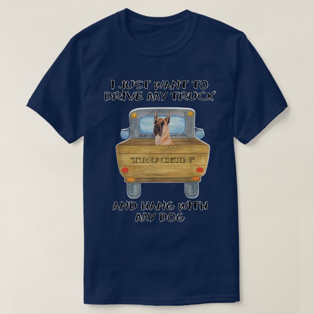 T-shirt Camion Driving Dog Great Dane  (Design devant)