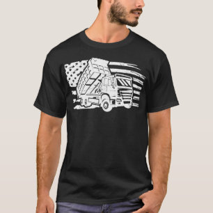 T-shirt Camion Dump Retro America Drapeau Construction Vin