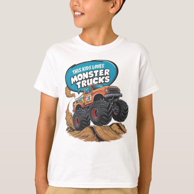 T-shirt Camion Enthousiaste pour enfant et monstre (Devant)