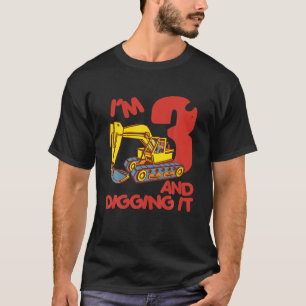 T-shirt Camion Excavateur 3 ans Digger I'm 3 Et Diggi