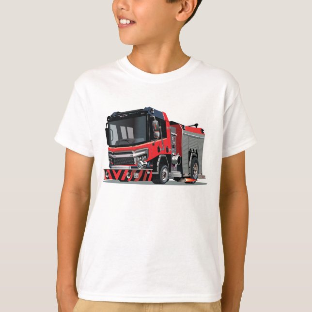 T-shirt Camion-feu de dessin (Devant)