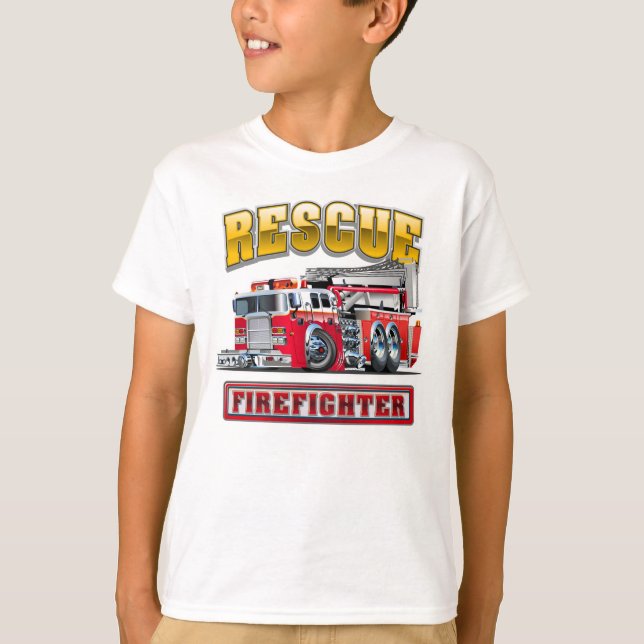 T-shirt Camion-feu de dessin (Devant)