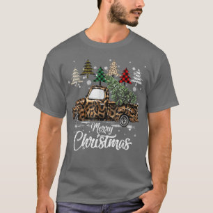 T-shirt Camion Leopard de ferme de style vintage avec Noël
