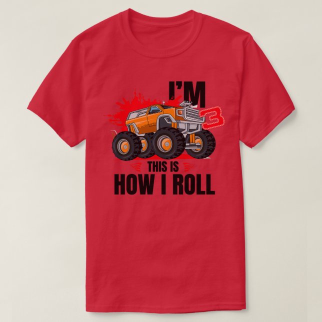 T-shirt Camion Monster 3 ans 3e anniversaire (Design devant)