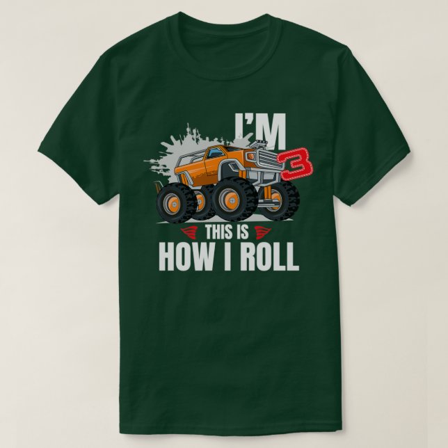 T-shirt Camion Monster 3 ans 3e anniversaire 2 (Design devant)