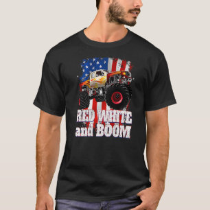 T-shirt Camion Monster Blanc Rouge Et Boom