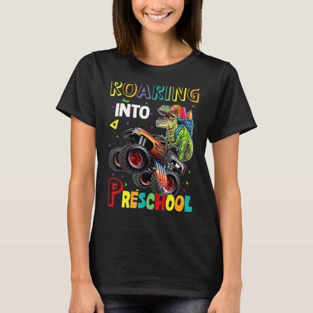 T-shirt Camion Monster Dinosaur De L'École Primaire En Roo (Devant)
