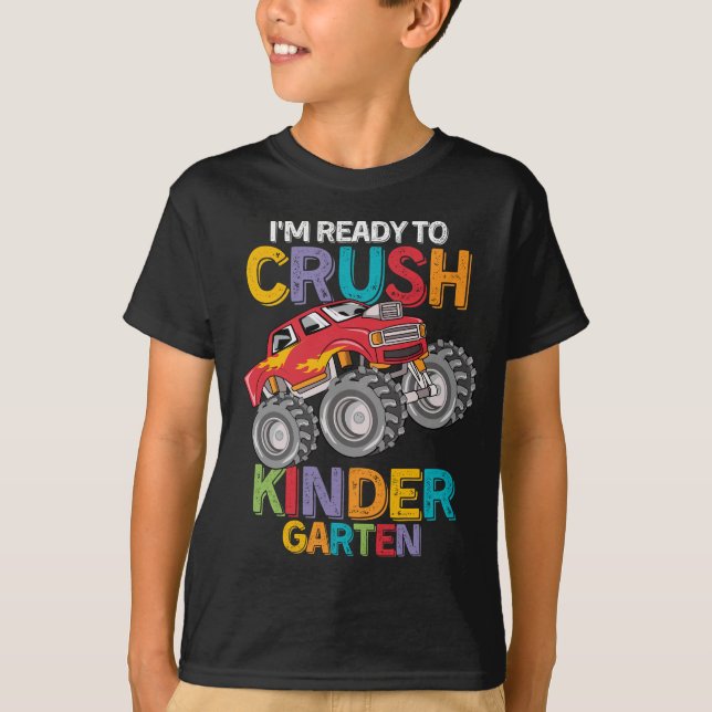 T-shirt Camion Monster Enfants Je suis prêt à écraser la m (Devant)