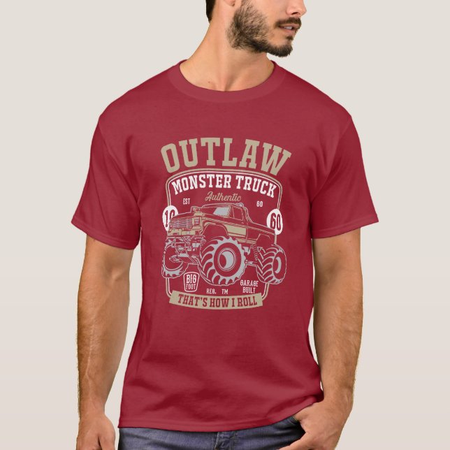 T-shirt Camion Monster Outlaw C’est comme ça que je roule  (Devant)