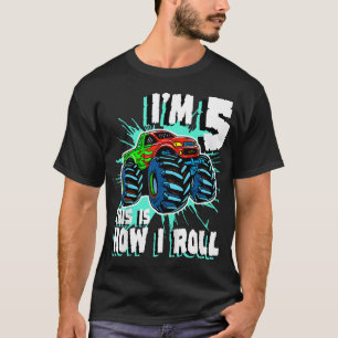 T-shirt Camion Monster Vieux de 5 ans fête d'anniversaire 