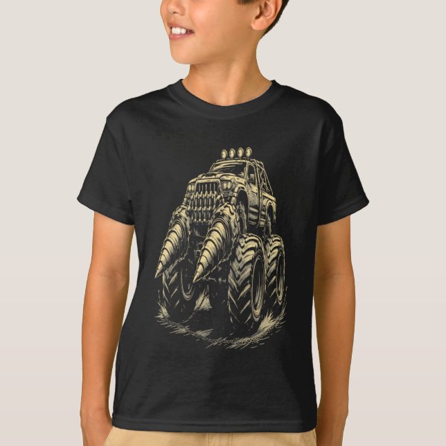 T-shirt Camion Monstre Apocalyptique avec Double Forage  (Devant)