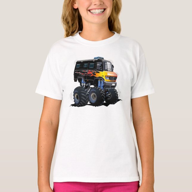 T-shirt Camion monstre de dessin animé (Devant)