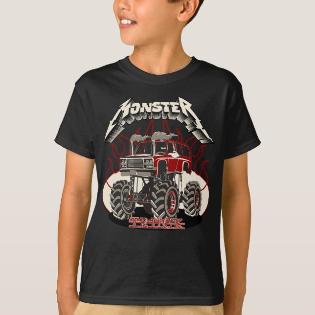 T-shirt Camion monstre de dessin animé (Devant)