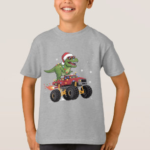 T-shirt Camion Monstre de Noël Dinosaure T-Rex