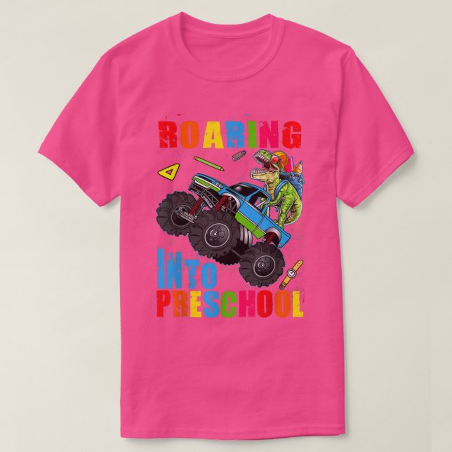 T-shirt Camion monstre Dinosaure préscolaire en ruines Ret (Design devant)