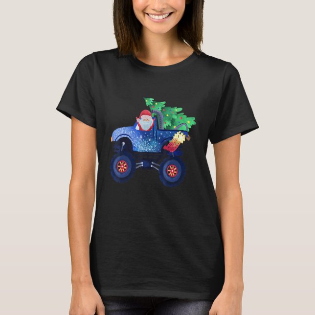 T-shirt Camion Monstre père Noël Avec Arbre De Noël (Devant)