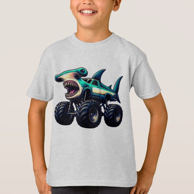 T-shirt Camion Monstre Requin Marteau (Devant)