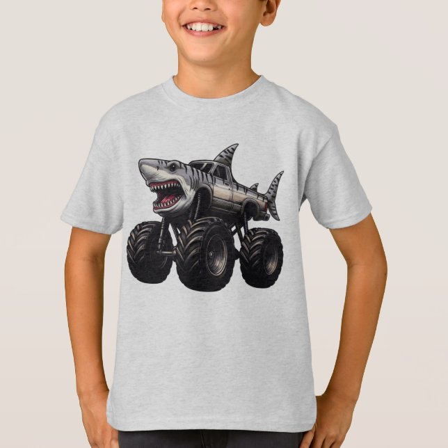T-shirt Camion Monstre Requin Tigre (Devant)