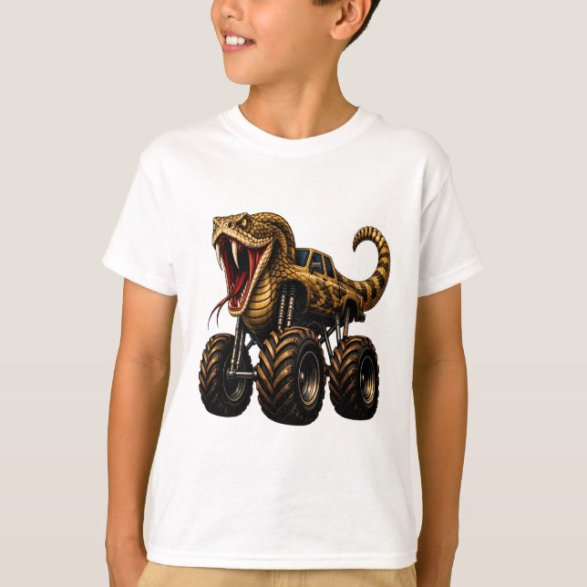 T-shirt Camion Monstre Serpent à Sonnette Venin (Devant)