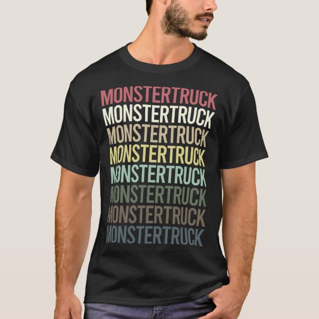 T-shirt Camion Monstre Texte Coloré (Devant)