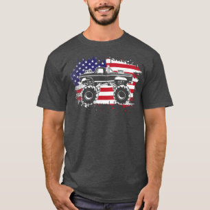 T-shirt Camion monstre vintage- Drapeau américain patrioti