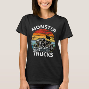 T-shirt Camion Monstre Vintage Rétro 80 Coucher de Soleil