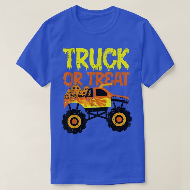 T-shirt Camion Ou Traiter Citrouilles Enfants Garçons Hall (Design devant)