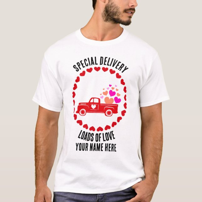 T-shirt Camion Personnalisé Avec Coeurs Funny Valentines j (Devant)
