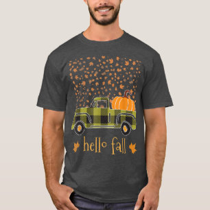 T-shirt Camion Plaid Citrouille Buffalo Halloween Hello Tr