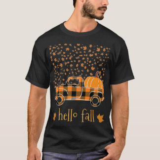 T-shirt Camion Plaid Citrouille Buffalo Halloween Hello Tr