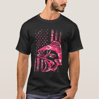 T-shirt Camion rose Pêche Drapeau Américain