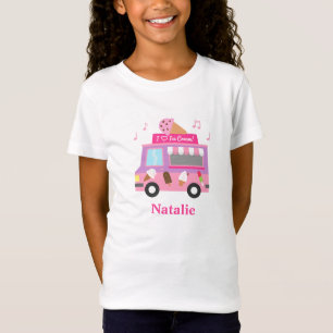 T-Shirt Camion rose pourpre doux de crème glacée pour des