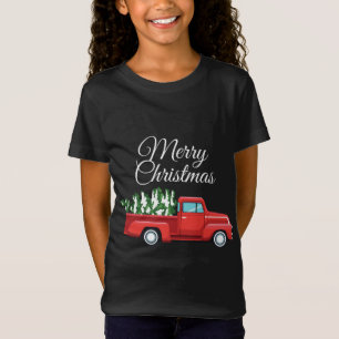 T-Shirt Camion Rouge Arbre de Noël Wagon Vintage Joyeux No