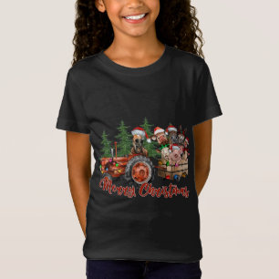 T-Shirt Camion Rouge Camion Camion Animaux de ferme Vache 