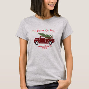 T-shirt Camion Rouge classique rétro, Arbre de Noël Vintag