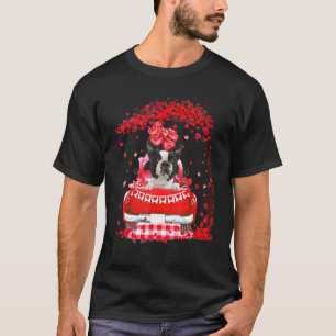 T-shirt Camion Rouge Cute Boston Terrier Valentines Day Co
