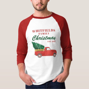 T-shirt Camion rouge de vacances de Noël pour famille asso