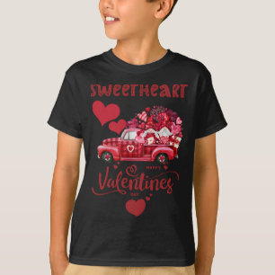 T-shirt Camion Rouge Heureuse Sainte-Valentin Avec Lettres