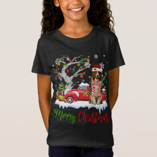 T-Shirt Camion Rouge Joyeux Arbre de Noël Bordure Collie P