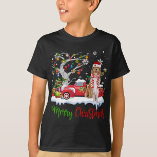 T-shirt Camion Rouge Joyeux sapin de Noël Arbre rondi Coll