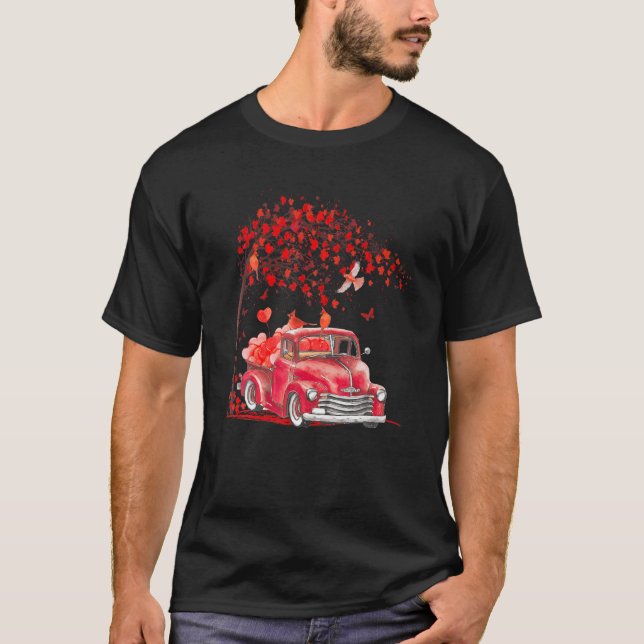 T-shirt Camion Rouge Joyeux Valentines Jour mignonne Coupl (Devant)