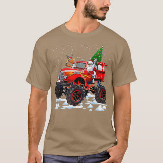 T-shirt Camion Rouge Monster avec Père Noël