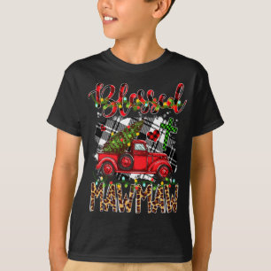 T-shirt Camion Rouge Plaid Xmas Tree Blessé Famille Mawmaw
