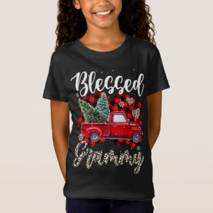 T-Shirt Camion Rouge Plaid Xmas Tree Blessé Grammy Family