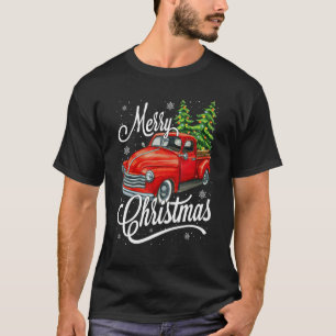 T-shirt Camion rouge ramasser Arbre de Noël Vintage Retro