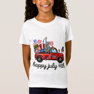 T-Shirt Camion rouge vintage Joyeux 4 juillet