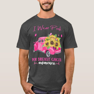 T-shirt Camion Tournesol Je Porte Rose Pour Cancer Du Sein