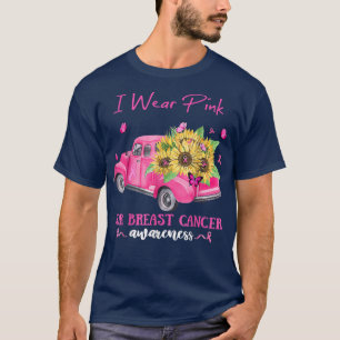 T-shirt Camion Tournesol Je Porte Rose Pour Cancer Du Sein